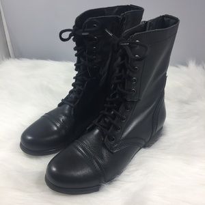 Steve Madden TROOPA Lace Up Combat Boots Black